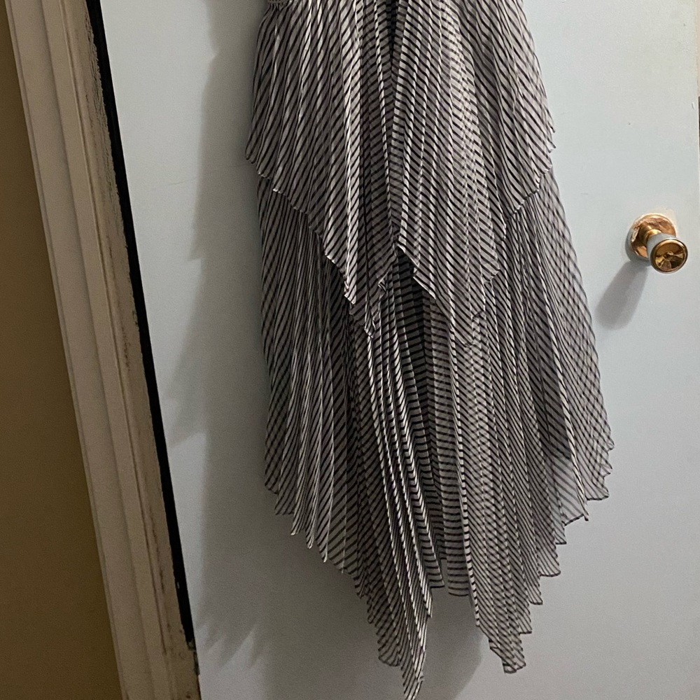 Self-Portrait Black and White Striped High-Low Dress - Picture 2 of 8